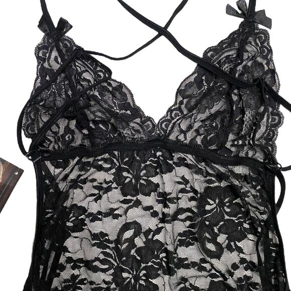 Hustler Hollywood Dreamgirl Black Lace Lingerie Slip Small (Retro 2014) NWT - Picture 4 of 5